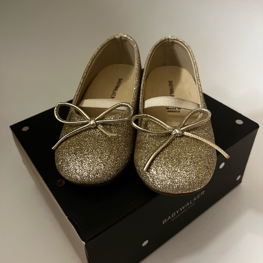 Baby Walker Embellished Bow Glitter Ballerinas size 23